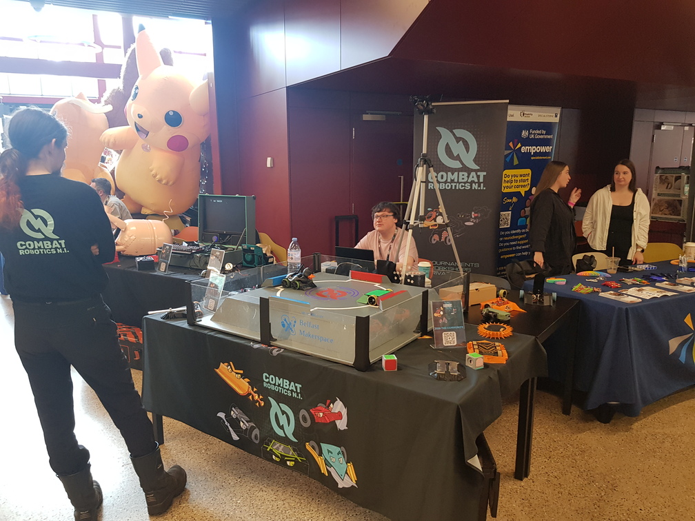 A small robot combat arena at Q-Con.